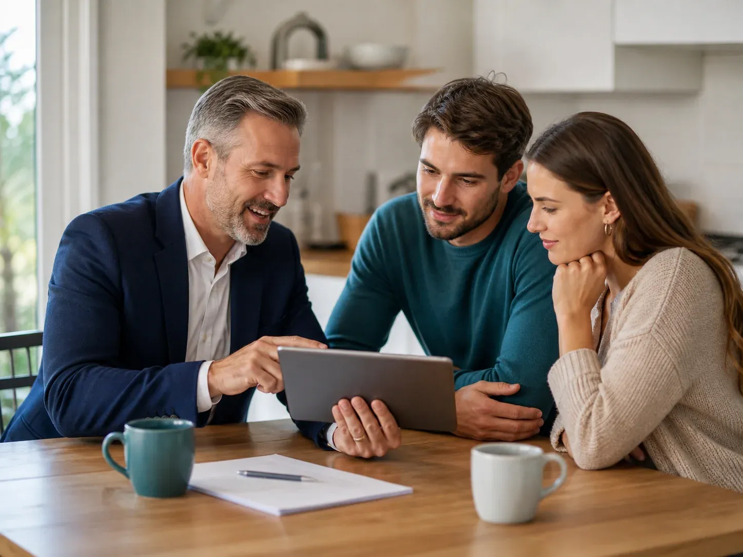 An advisor helping a couple compare services